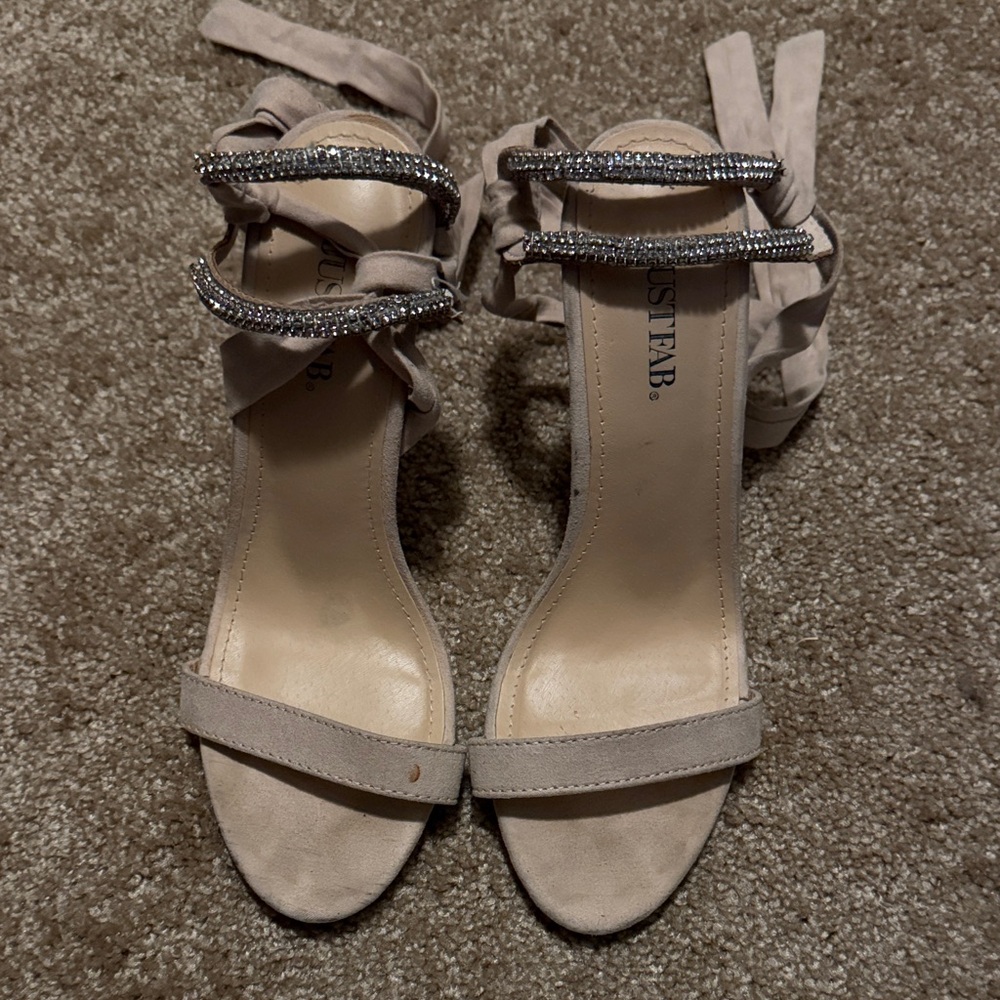 JustFab Women's Taupe Rhinestone Sandals